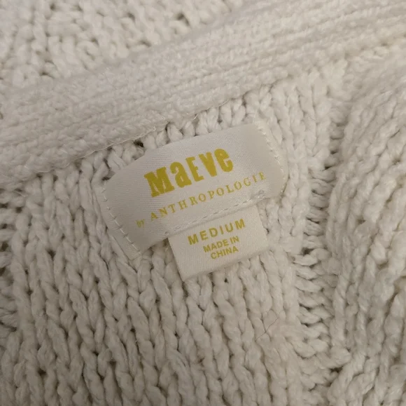 maeve white knit sweater with sheer sleeves - Picture 4 of 6